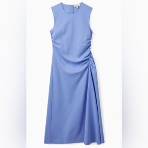 COS Gathered Mid Dress Light Blue Size Medium